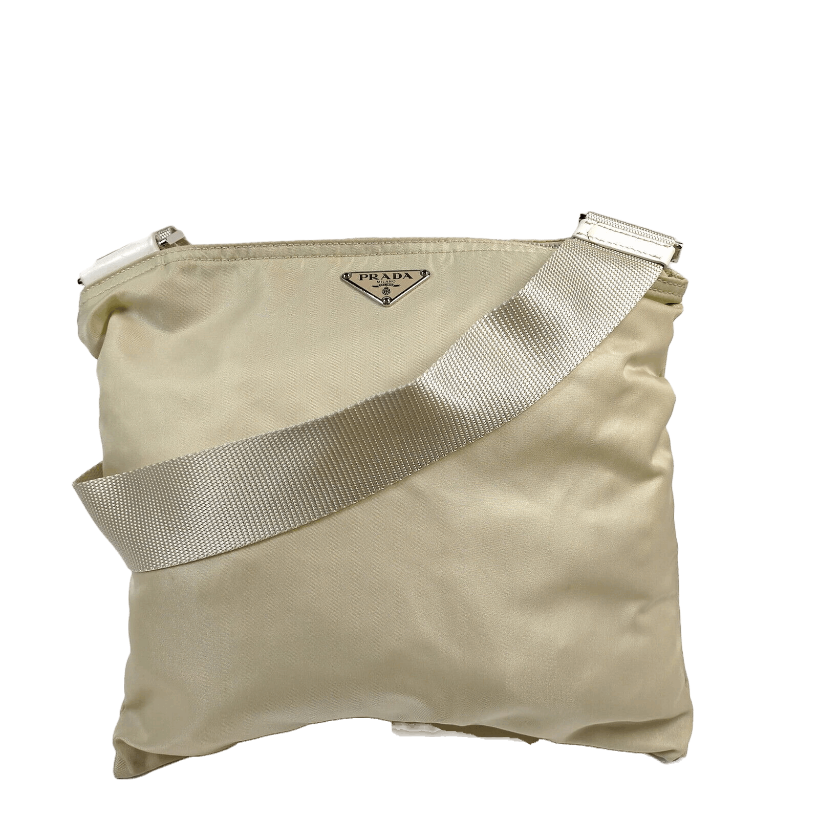 PRADA Hand Bag Nylon Beige