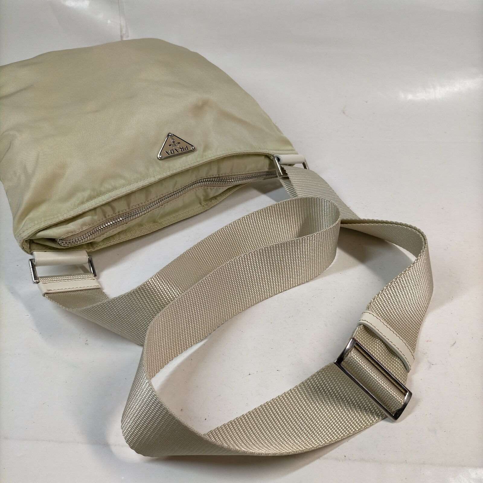 PRADA Hand Bag Nylon Beige