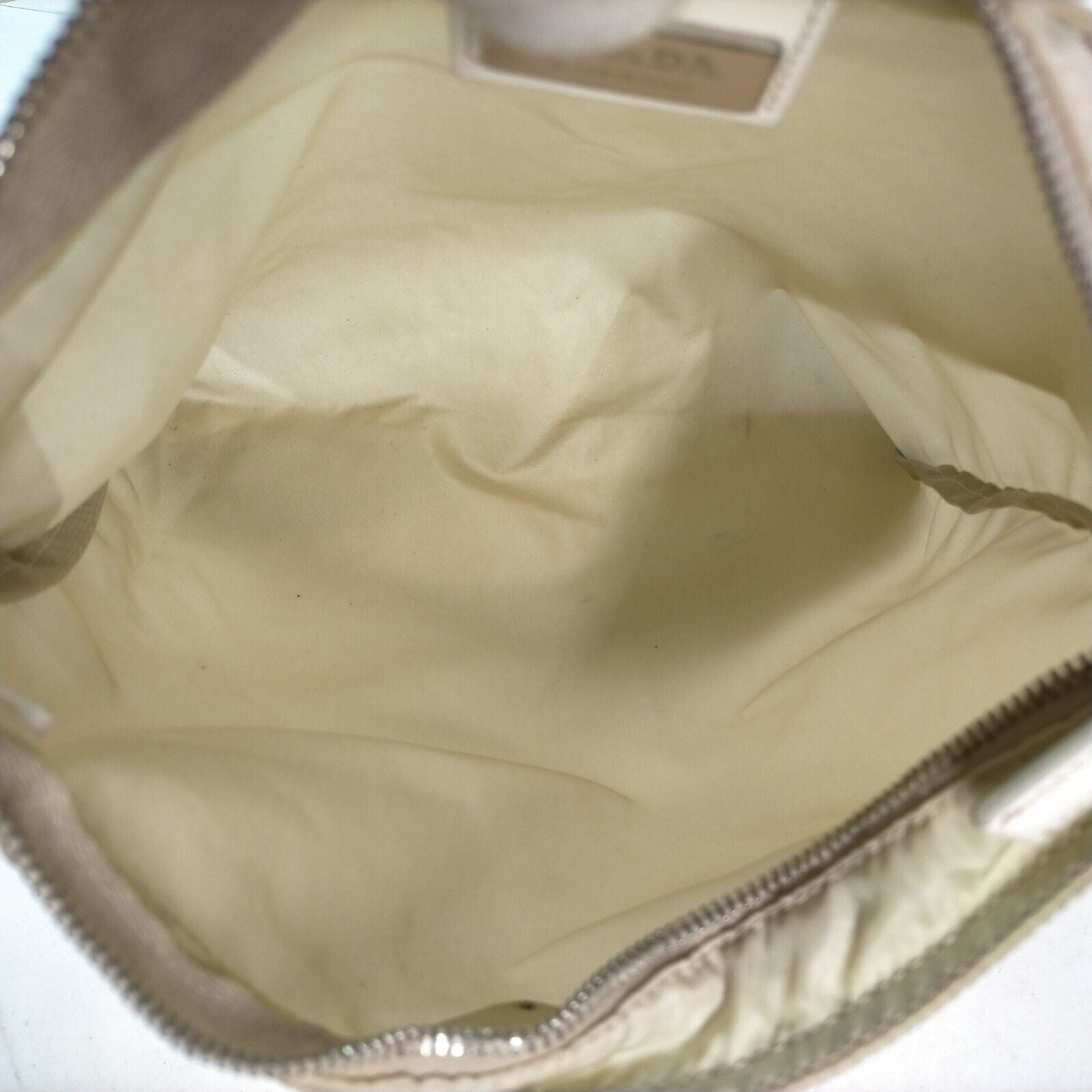 PRADA Hand Bag Nylon Beige